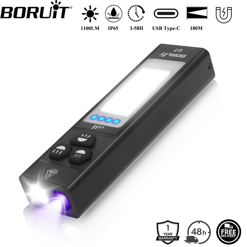 BORUiT U7 UV LED EDC مصباح يدو - مراجعة Fishing Light وسعره